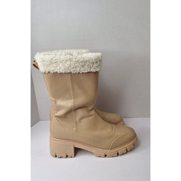 CAPE ROBBIN Lugg Sole Boots Women's Sz 10 Fur Lined Mid Calf Outdoors Gorpcore - Picture 3 of 10